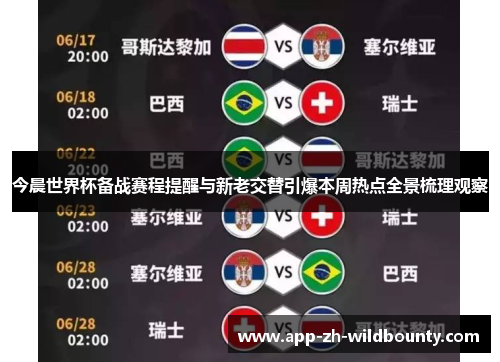 今晨世界杯备战赛程提醒与新老交替引爆本周热点全景梳理观察